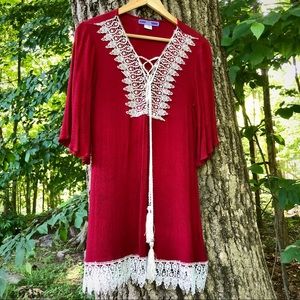 HIGHNESS Boho tunic with lace appliqué